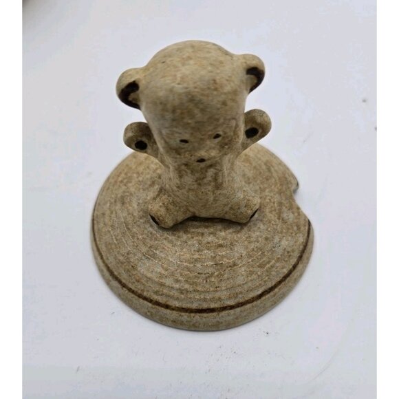 Vintage USA Pottery Craft Honey Jar with Dipper Teddy Bear Lid 6.5 Inches Tall - Picture 6 of 7